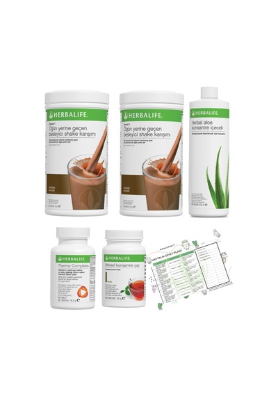Herbalife Shake Çikolata 2 Adet + Klasik Çay + Aloe Vera + Thermo Complete + Diyet Listesi Hediye
