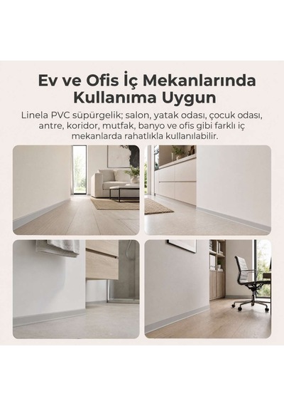 Linela Suya Dayanıklı Pvc Süpürgelik 8 Cm - Gri - Lnl414
