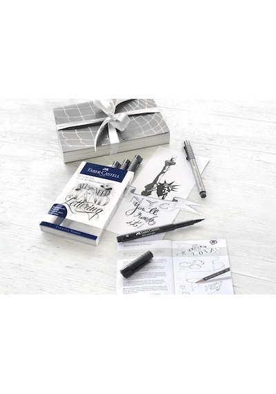 Faber-Castell Pitt Artist Pen Kaligrafi Seti. 8'Li. Siyah-Gri Ton