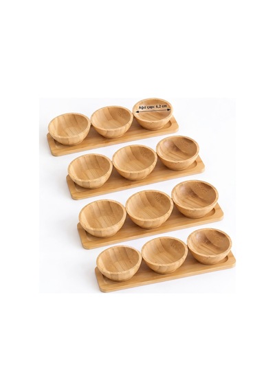 Bambu Üçlü Sosluk Stantlı Dörtlü Set Kahverengi
