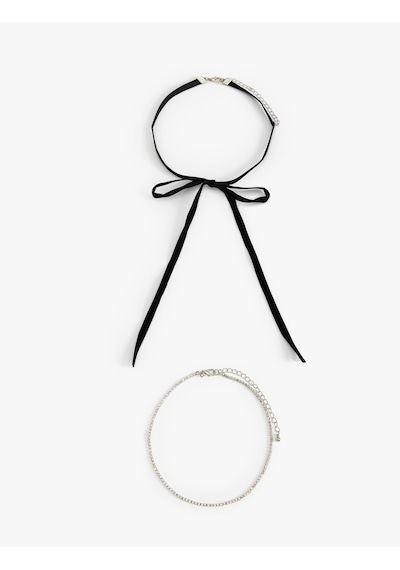 Koton Fiyonklu Zincir Choker Kolye Siyah 4wak70516aa