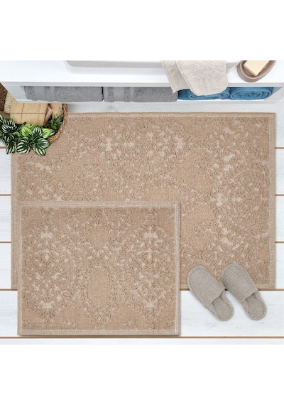 Soft Visby 2'li Banyo Paspası - Vizon - 60x100 Cm + 50x60 Cm Renkli