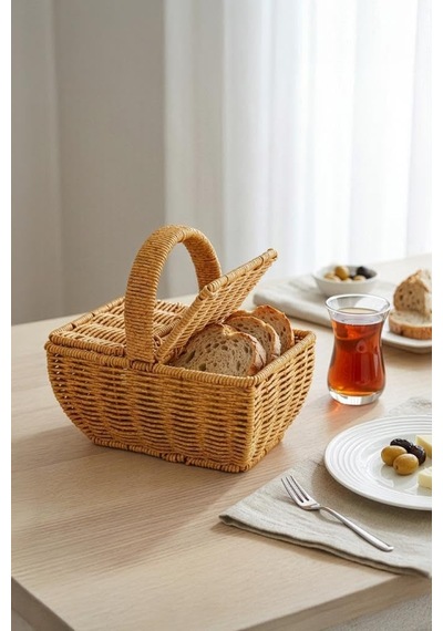 Dikdörtgen Hasır Rattan Mini Kulplu Organizer Sepet - Bb6067 Diğer