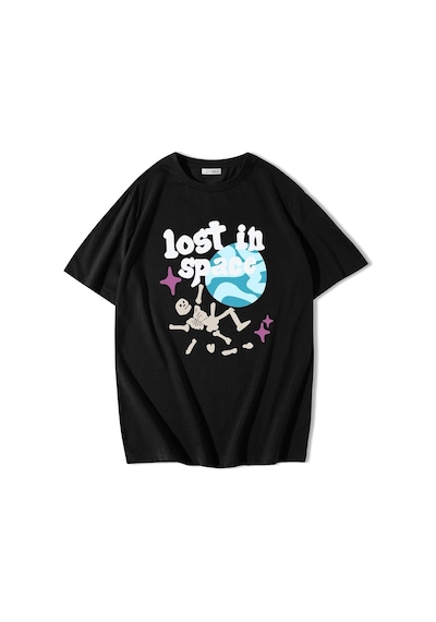 Brz Collection Oversize Travis Scott Lost İn Space T-shirt-siyah Siyah