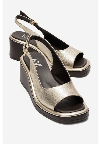Luvi Shoes Orlena Altın Hakiki Deri Dolgu Topuklu Sandalet