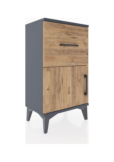 Arges Komodin 3 Raflı Tek Kapaklı 44x30x80 Antrasit-çam Antrasit