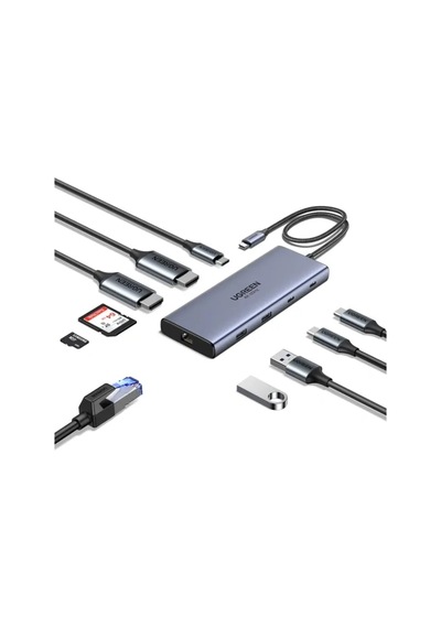 Hub Ugreen 10-en-1 Usb-c 2hdmı 4k60hz 2usb-c3.2 Usb-a3.2 Usb-a3.0 Rj45 Sd Tf Pd100w