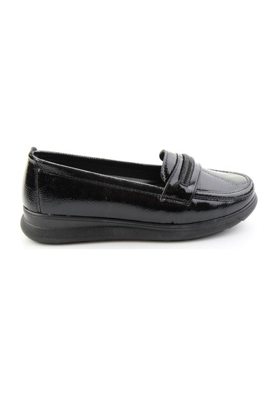 Siyah Kırışık Rugan Kadın Loafer Ayakkabı K01536105812