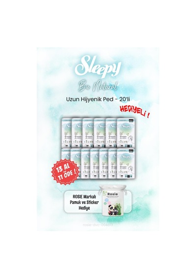 Sleepy 13 Al 11 Öde Bio Natural Hijyenik Ped 20'li Ve Rosıe