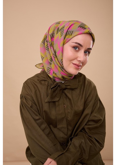 Silk Home Yaz Esintisi Eşarp 150001-06 Yeşil Kahve, Asit, Pembe, Kına Yeşili