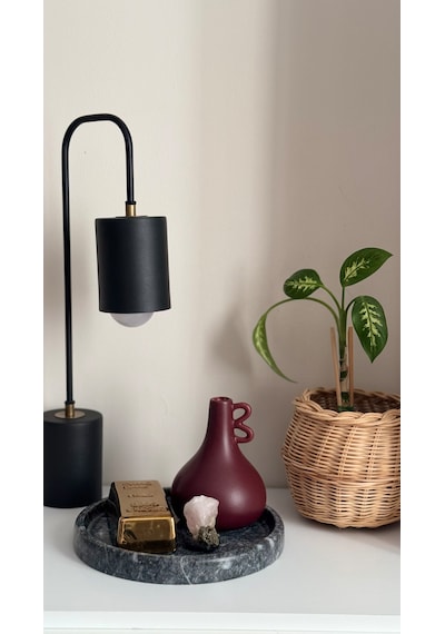 Bollos Dark - Siyah Mermer Yuvarlak Tepsi / Sunumluk