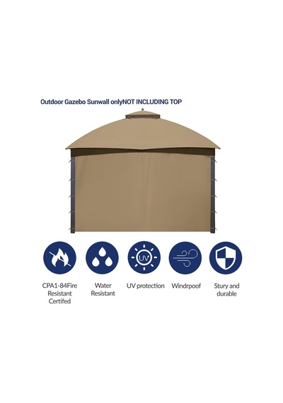 Gazebo Yan Duvar Değiştirme, 10x10 Dış Mekan Gazebos İçin Uygun, 7,3ft Yükseklik, Sadece 1 Panel Yan Duvar, Kahver