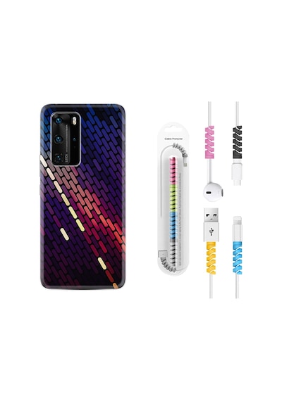 Huawei P40 Pro Kılıf Kablo Koruyuculu Line Neon 1805