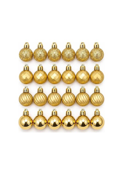 Yılbaşı Ağacı Süsü Karışık Desenli Gold Cici Top 3 Cm 24lü Diğer