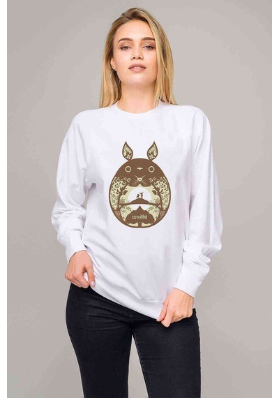 My Neighbor Komşum Totoro Baskılı Beyaz Kadın Sweatshirt (534616483)