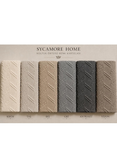 Sycamore Home Koltuk Örtüsü 175x215 Cm Çekyat Örtüsü, Kaymaz, Yıkanabilir, Lüks Kumaş Şönil Jakarlı Taş