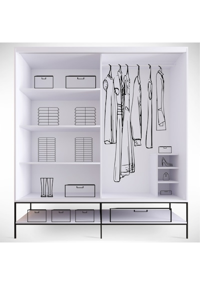Pasific Home Martin 2 Kapaklı Sürgülü Gardırop Elbise Dolabı Parlak Beyaz 190 CM
