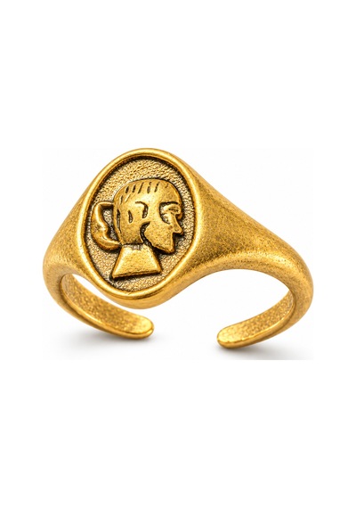 Esoo Jewelry Antik Figür Desenli Gold Renk Vintage Ayarlanabilir Kadın Yüzük Altın