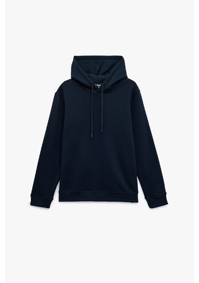Koton Erkek Şardonlu Basic Kapşonlu Sweatshirt Lacivert