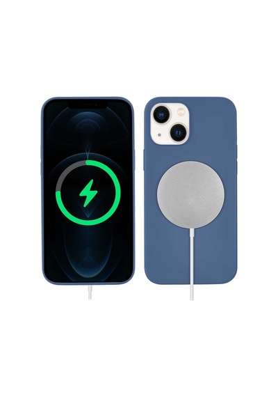 Apple Uyumlu iPhone 13 Kılıf Zore Silksafe Wireless Kapak-Pembe Açık