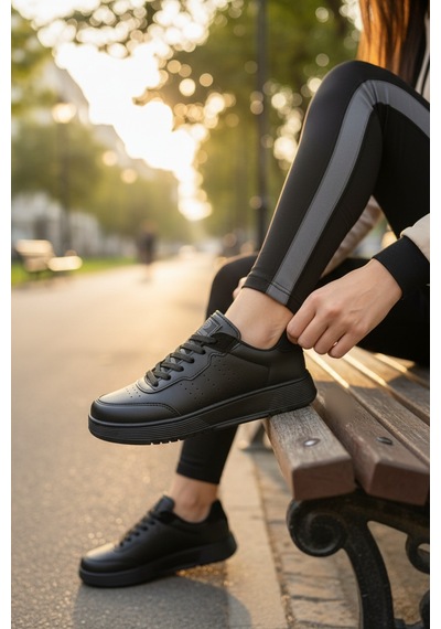 Enoch Kadın Spor Ayakkabı Delikli Detaylı Ve Hafif Comfort Düz Tabanlı Günlük Sneaker Siyah Enoch Kadın Spor Ayakkabı Delikli Detaylı Ve Hafif Comfort Düz Tabanlı Günlük Sneaker Siyah