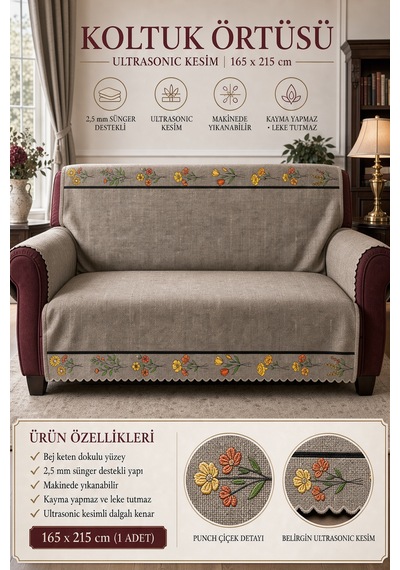 Çok Amaçlı Kadife Koltuk Örtüsü Kaymaz Süngerli 165x215 Cm Modern Bohem Çekyat Şalı Piknik Masa Örtüsü Antrasit