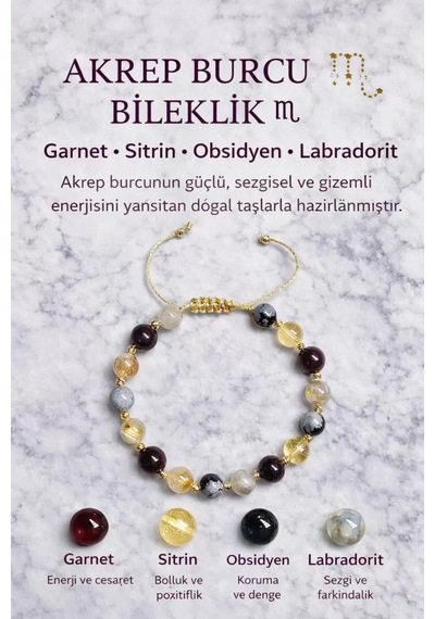 Akrep Burcu Doğaltaş Bileklik Çok Renkli
