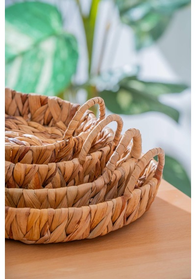 Acar Wicker 4 Parça Hasır Oval Sepet Hasır