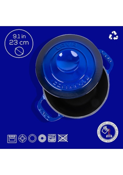 Döküm Yuvarlak Tencere Döküm Demir Kapak Experience Serisi Çap Ø 23cm Mavi Belirtilmemiş