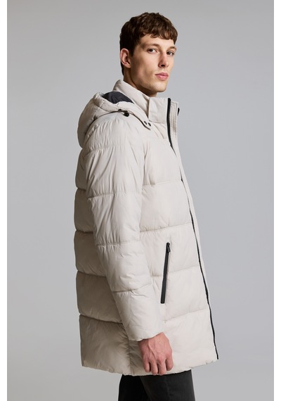 U.S. Polo Assn. Erkek Taş Kapüşonlu Yaka Regular Fit Ara Boy Fermuarlı Cepli Kaban 50328178-vr049 Taş Rengi