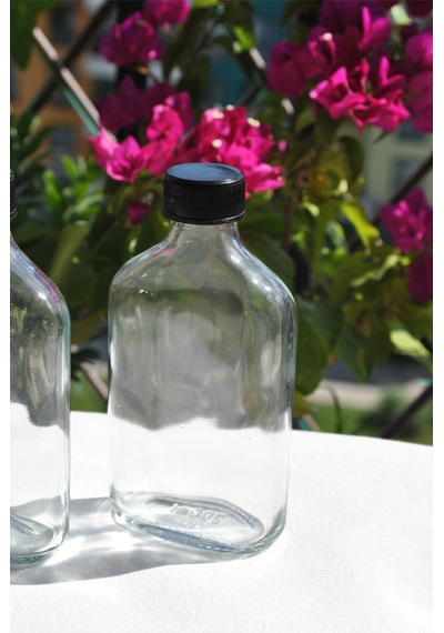 30 Adet 200 Ml Sızdırmaz Siyah Kapaklı Cam Detoks Şişesi Cold Brew Yassı Şişe Seti - 200 Cc Şeffaf