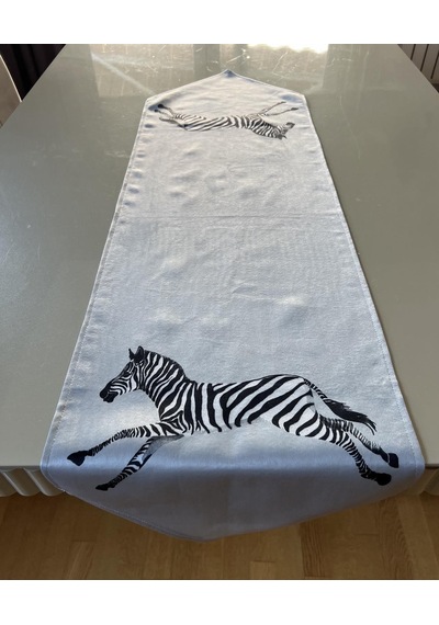 Zebra Desenli Gri Renk 35 135 Cm Runner Gri