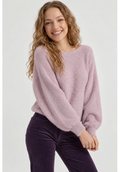 Neden Tekstil Kadın Lila Yumuşak Dokulu Oversize Triko Kazak