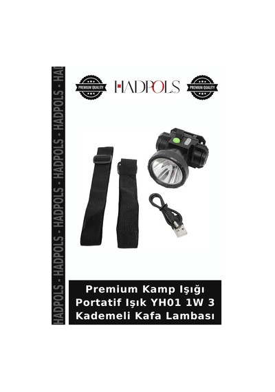 Premium Kamp Işığı Portatif Işık Yh01 1w 3 Kademeli Kafa Lambası