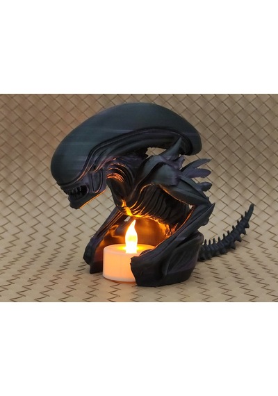 Alien Xenomorph Tasarımlı Dekoratif Led Mum Mumluğu - Bilim Kurgu Hediyelik
