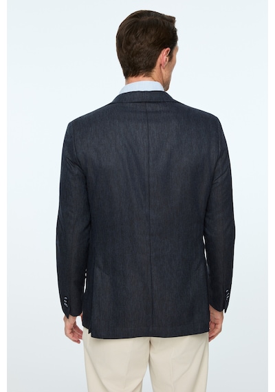 Morven Erkek Lacivert Keten Trend Desenli Slim Fit Ceket 26ys002001200 Lacivert