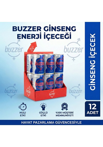 Buzzer Ginsengli Enerji Içeceği +18 - 12'li Ekonomik Avantaj Set