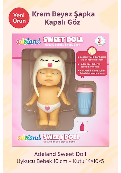 Adeland Sweet Doll Uykucu Bebek 10 Cm Kutu 14 10 5 Cm Krem Kapalı Göz