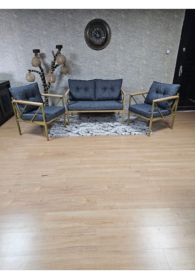 Gold Boyalı Bahçe - Balkon - Mutfak Çay Seti Takımı Bahçe Koltuk 001