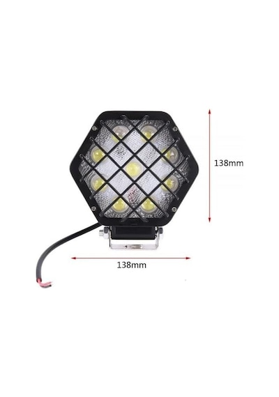 Zauss 48w Altıgen Kafesli Siyah 16 Led Off Road Tekne Çalışma Lambası ANTRASİT