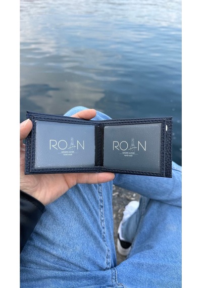Roan Naturel Kutulu Vegan Deri Lüks Erkek Cuzdanı Hediyelik Paket Lacivert