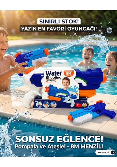 Pompalı Su Tabancası Kutulu Mavili