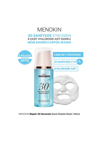 Nemlendirici, 8 Çeşit Hyalüronik Asitli Köpük Maske Menokın 30 Seconds Quick Bubble Mask Moist
