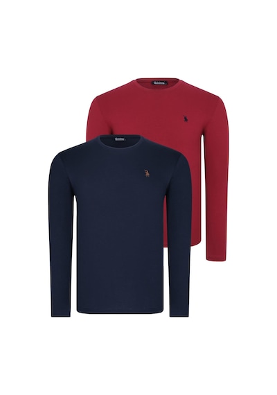 İkili Set T8588 Dewberry Yuvarlak Yaka Erkek Sweatshırt-bordo-lacivert Bordo-lacivert