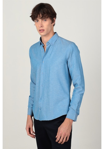 Tudors Slim Fit Uzun Kol Yaka Düğmeli Yaka İçi Biyeli Erkek Gömlek-26220 Mavi Tudors Slim Fit Uzun Kol Yaka Düğmeli Yaka İçi Biyeli Erkek Gömlek-26220 Mavi