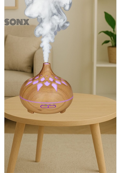 Mcg Aroma Difüzör Gece Işığı 7 Led Desenli Nemlendirici Kumandalı Buhar Makinesi 550 Ml