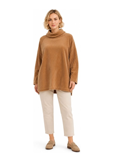 Neden Tekstil Kadın Triko Oversize Boğazlı Kazak Camel - Kahverengi