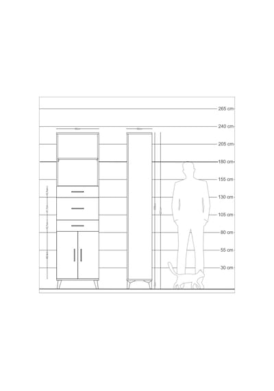 Arges Dolap 3 Raflı 3 Çekmeceli 2 Kapaklı 60x30x221 Aytaşı-antrasit Aytası