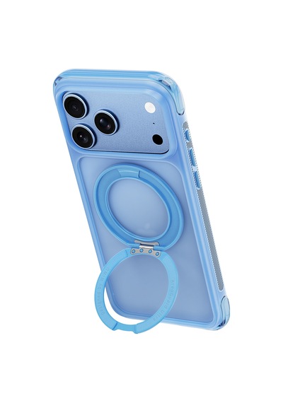 Apple iPhone Uyumlu 18 Pro Kılıf Wiwu Ag-203 Aeroguard Ultra Serisi M-safeli Airbag Standlı Kapak Açık Mavi