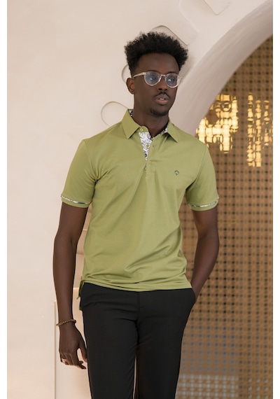 Paul Martin Regular Fit Yaka Garnili Pamuklu Polo Yaka T-shirt Haki